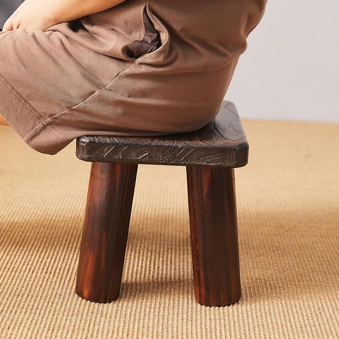Wooden Step Stool for Adults and Kids,Foot Stool,Kitchen Small Wood Bench,Wood Plant Stand (14.2"x10.2"x10.6")