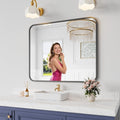 Koonmi Bathroom Mirror, 30X36 Inch Black Metal Framed Mirror for Bathroom, Tempered Glass, Anti-Rust, Rounded Rectangle Mirror for Restroom, Bedroom, Black
