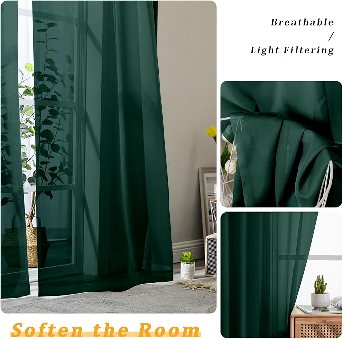Gwine Hunter Green Sheer Curtains - Image 3