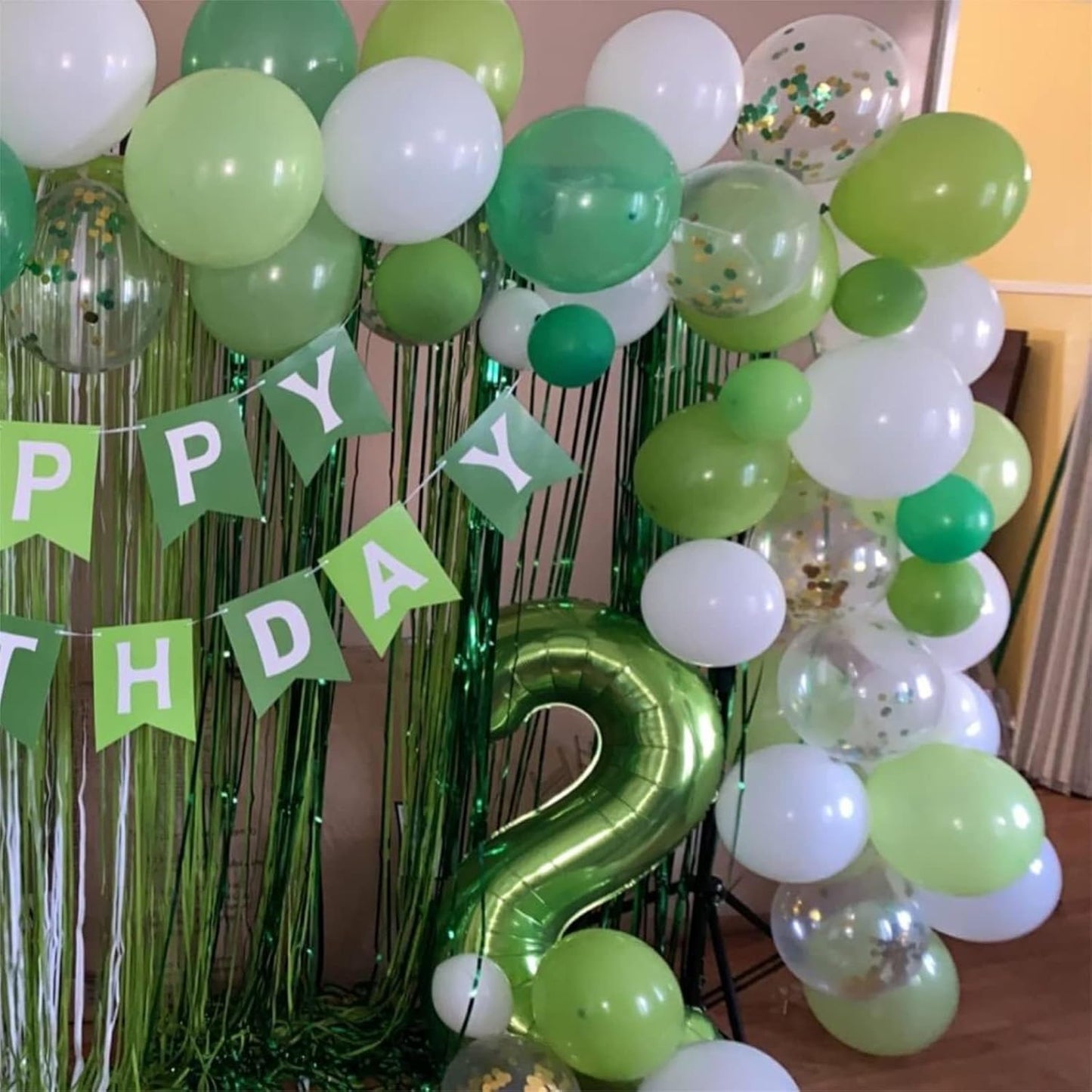 Green 4 Balloons, 40 Inch Large Foil Number Balloons Set 0-9, Self Inflate Digital 4 Helium Balloon for Boys Girls Men Women Jungle Birthday Anniversary Party Decorations Photo Shoot Supplies
