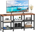Furologee TV Stand, Small Media Console Table with 3-Tier Storage Shelves, Industrial Entertainment Center for TVs up to 50 Inch, Television Stands for Living Room, Bedroom, Rustic Brown