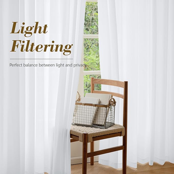 FMFUNCTEX Sheer Non-See-Through White Curtains - Image 5