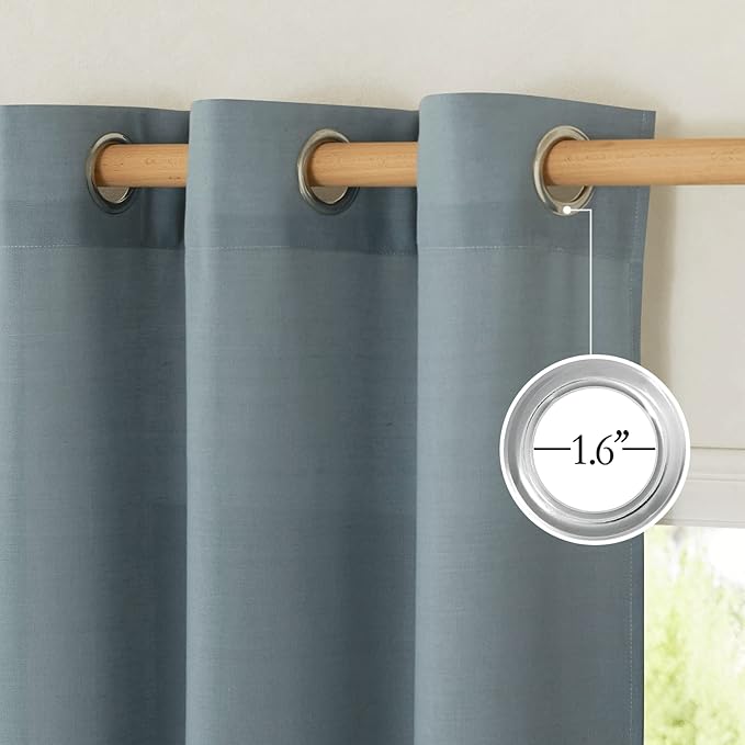 NICETOWN Linen Curtains for Windows 90 inch Long, Grommet Semi Sheer Vertical - Image 2