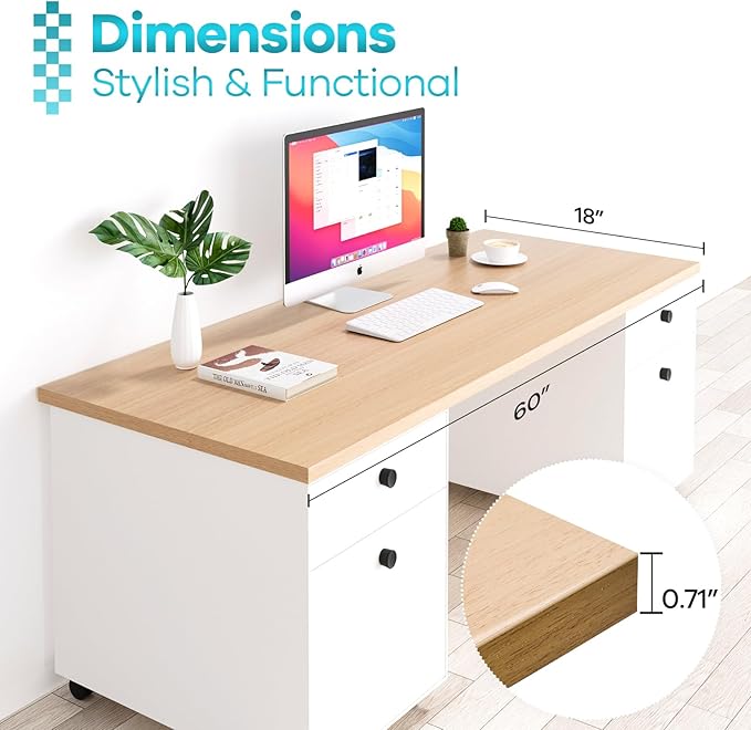 Kaboon Universal Tabletop 60"x18", Solid One-Piece Melamine Table Top, L-Desk Floating Desk DIY, Home and Office, Light Walnut