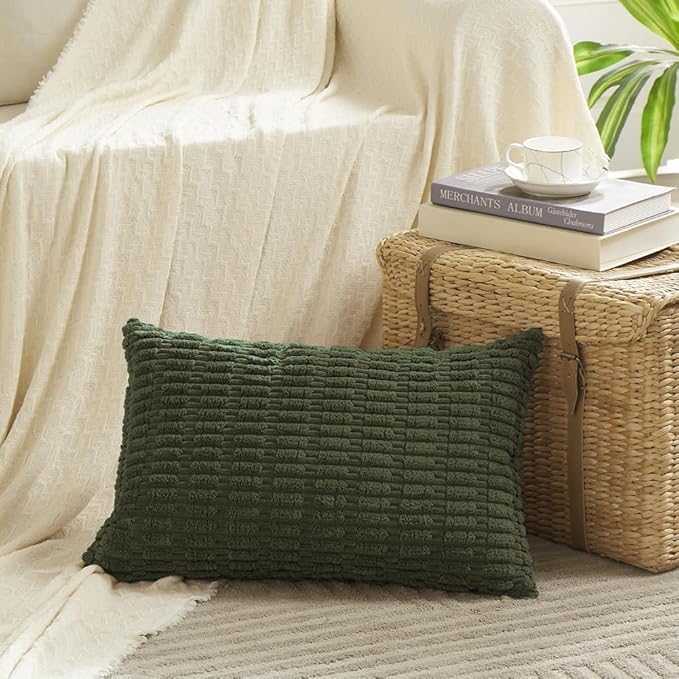 Fancy Homi 4 Packs Boho Olive Green Decorative Throw Pillow Covers 14x24 Inch - Image 2