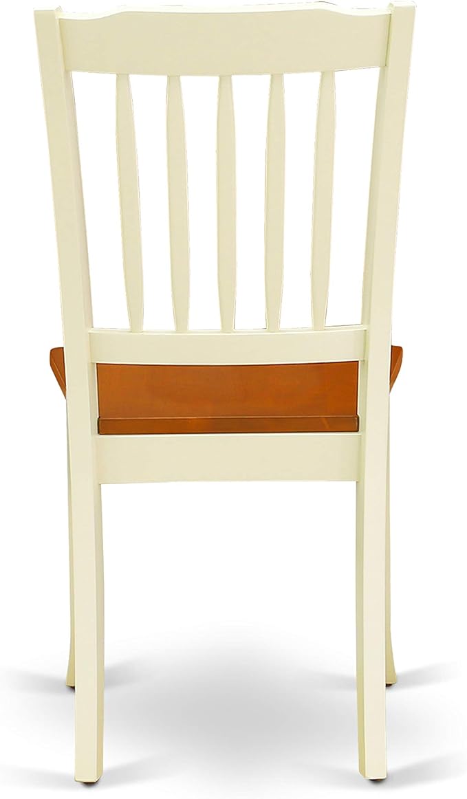 East West Furniture QUDA7-BMK-W 7 Piece Dining Table Set Consist of a Rectangle Wooden Table with Butterfly Leaf and 6 Dining Room Chairs, 40x78 Inch, Buttermilk & Cherry