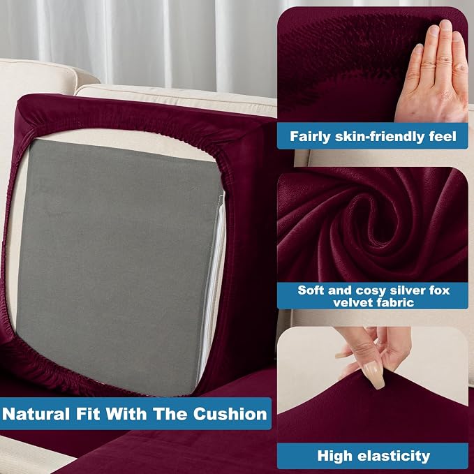 Couch Cover Stretch Velvet Sofa Cushion Cover 1-Piece - Image 5