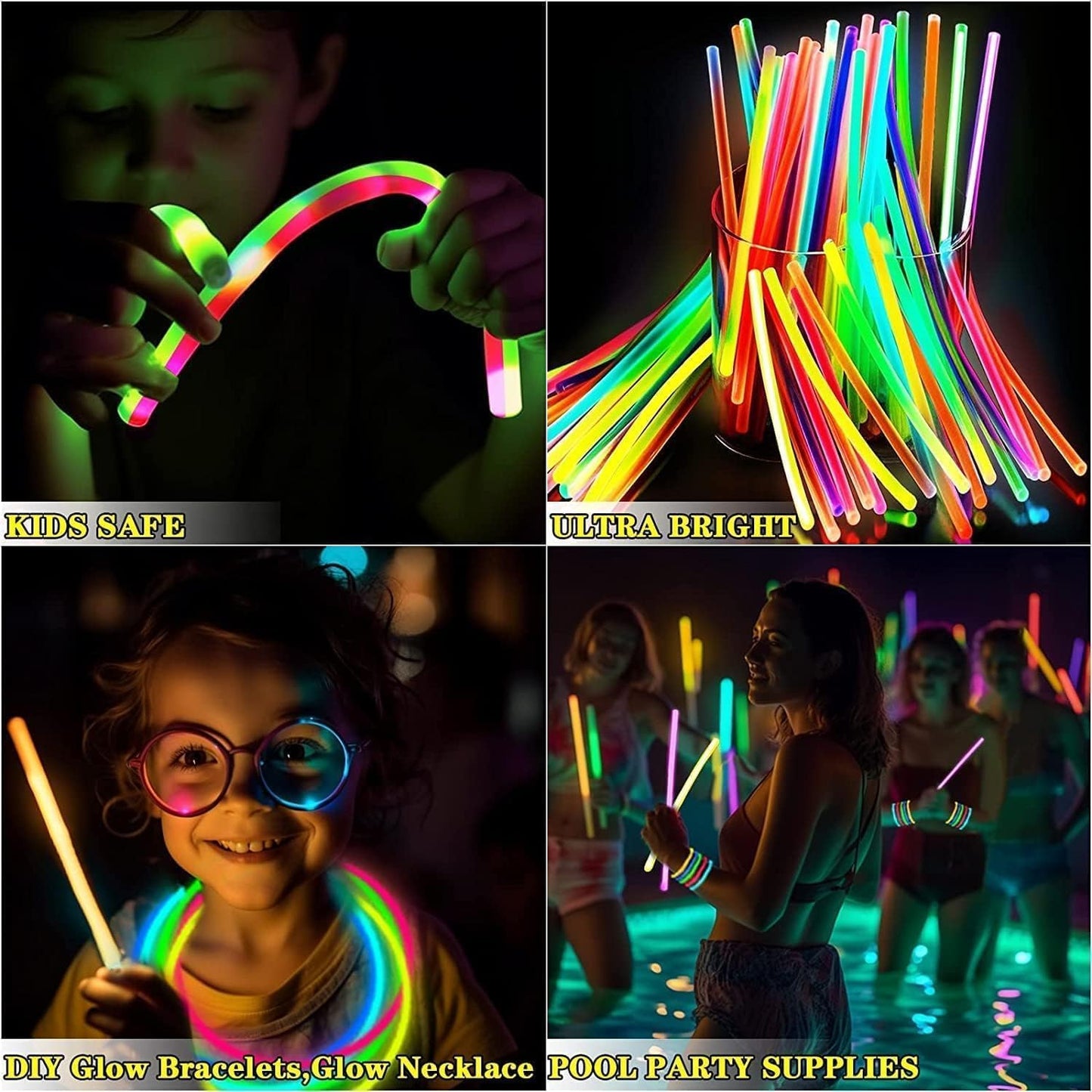 TURNMEON 500 Pack Ultra Bright Halloween Glow Sticks Bulk Party Pack Halloween Glow In The Dark Halloween Party Supplies Favors Glow Sticks Necklaces Bracelets with Connectors 8" Glow stick Light Up