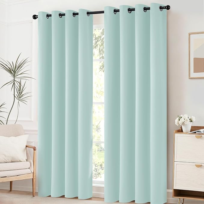 Yakamok Aqua Blackout Room Darkening Thermal Insulated Solid Grommet - Image 2
