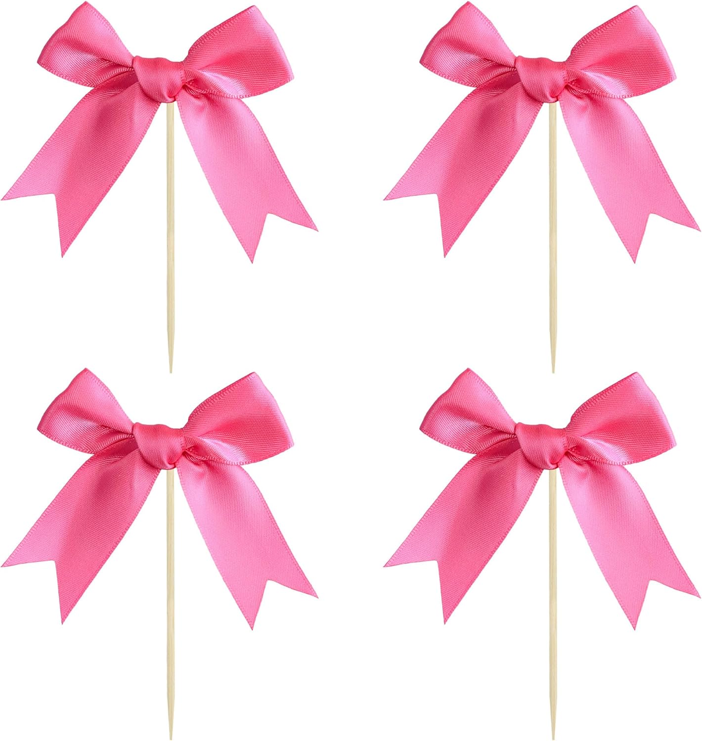 Gyufise 24Pcs Bow Cupcake Toppers Coquette Bow Girls Birthday Cake Decorations Bowknot Cake Toppers Bowknot Cupcake Picks for Baby Shower Birthday Wedding Bridal Engagement Party Supplies Rose Red