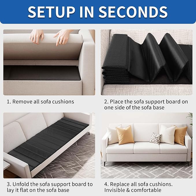 Heavy Duty Sofa Cushion Support Board for Sagging Sofas, 21.5''x 54'' Laminated Wood Sofa Cushion Support Board, Deep Support and Seat Protection