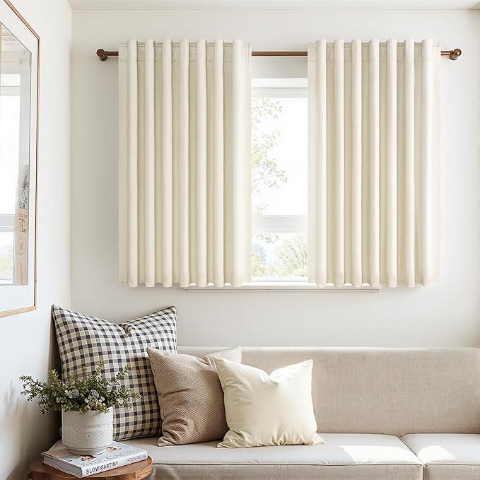 Topfinel 45 Inches Long Linen Blackout Curtains Tiers - Image 7