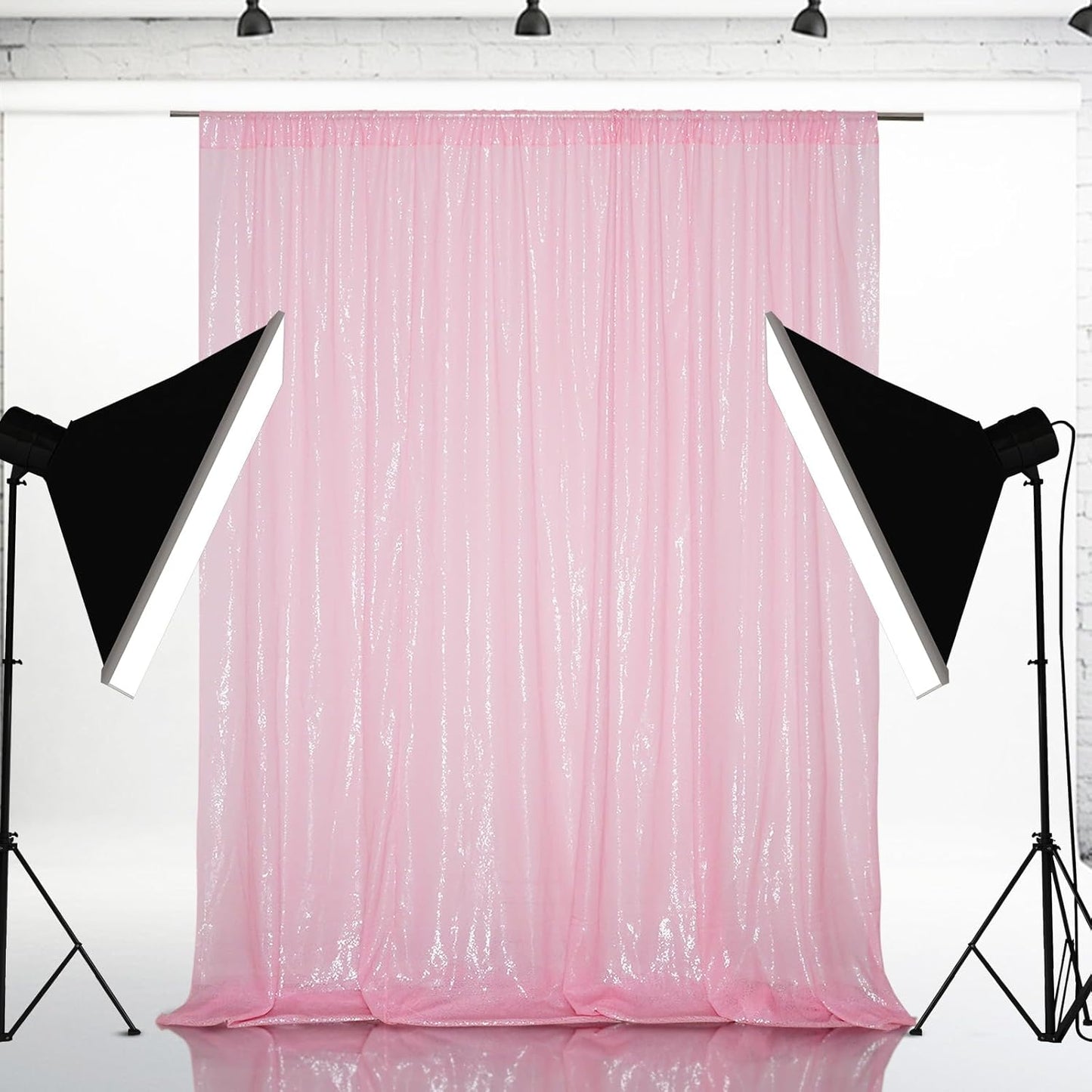 Eternal Beauty Pink Sequin Backdrop, 6x8 Ft Glitter Background Curtains for Shimmer Photography Party Wedding Birthday Back Drop Decor