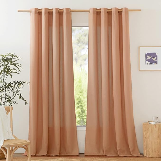 NICETOWN Rustic Linen 132 inch Long Curtains by NICETOWN