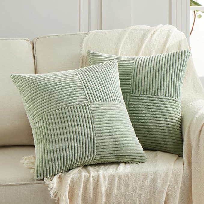 Fancy Homi 2 Packs Sage Green Samll Decorative Throw Pillow Covers 14x14 Inch by Fancy+Homi