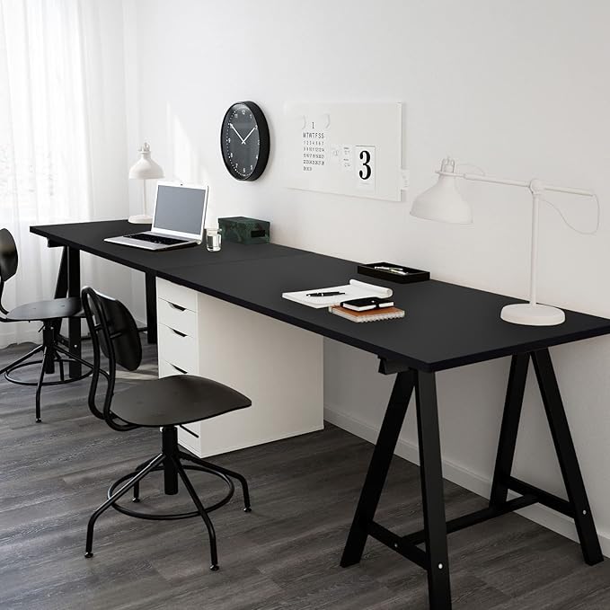 Kaboon 45.67"x23.62" Black Table Top, Solid One-Piece Desktop, Reversible Melamine Countertop, Double Desks, L-Desk DIY