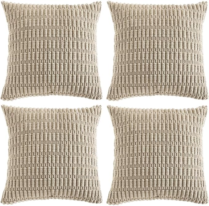 Fancy Homi 4 Packs Taupe Decorative Throw Pillow Covers 22x22 Inch by Fancy+Homi