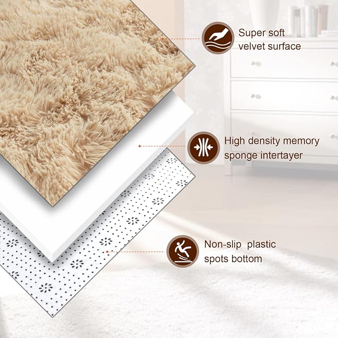 TWINNIS Super Soft Shaggy Rugs Fluffy Carpets 6x9 Feet, Indoor Modern Plush - Image 2