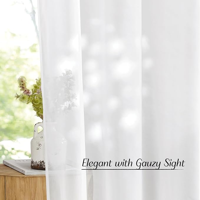 NICETOWN Ivory Sheer Curtains Extra Long 135 inch Length - Image 6