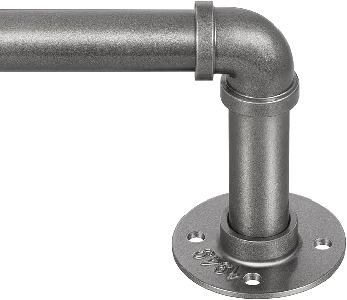 Zeerobee Curtain Rods for Windows 32 to 72, 1 Inch Industrial Wrap Around Grey by zeerobee