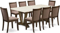 East West Furniture V727MZ748-9 9 Piece Dining Room Furniture Set Includes a Rectangle Dining Table with V-Legs and 8 Coffee Linen Fabric Parsons Chairs, 40x72 Inch, Multi-Color