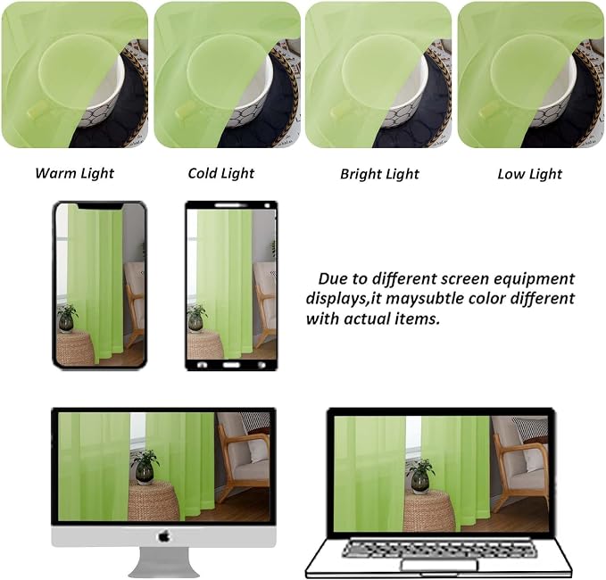 Chyhomenyc Sheer Curtains 108 Inch Length 2 Panels Set, Extra Long Light - Image 4