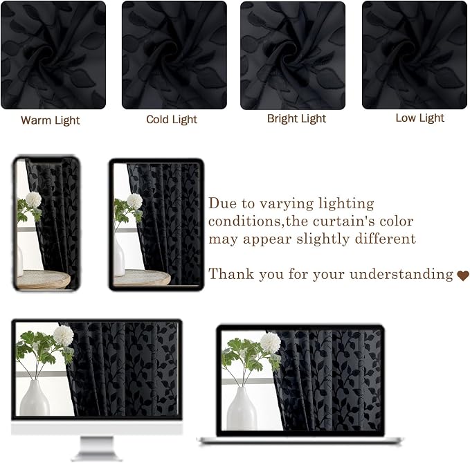 Chyhomenyc Black Sheer Curtains 96 Inch Length 2 Panels Set, Light Filtering - Image 3