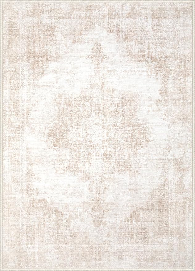 Area Rug 10x14 Vintage Rugs: Large Washable Living Room Rug Retro Medallion - Image 9