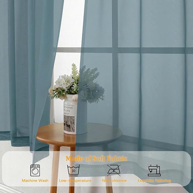 Gwine Short Kitchen Sheer Curtains 30 Inch Length - Image 8