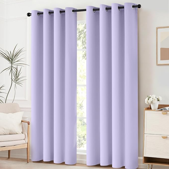 Yakamok Lilac Blackout Curtains 84 Inch Length Room Darkening Thermal Insulated - Image 2