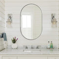 ANDY STAR Brushed Nickel Oval Bathroom Mirror, 20x33 inch Pill-Shaped Mirror for Wall HD Reflection Metal Frame Mirror for Bathroom Hang Vertical or Horizontal