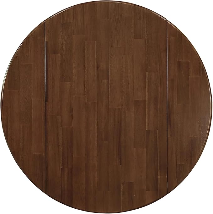 East West Furniture DLMZ5-AWA-32 5 Piece Dining Room Furniture Set Includes a Round Kitchen Table with Dropleaf and 4 Parson Chairs, 42x42 Inch, Antique Walnut