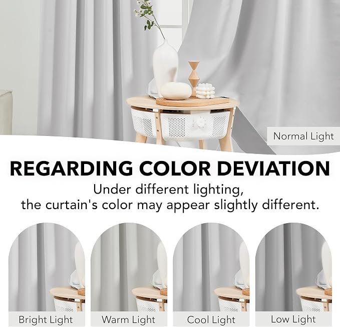 Deconovo Blackout Curtains, Thermal Insulated, W52 x L95 2 Panels, Back Tab - Image 3