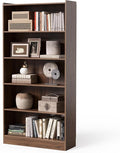 LITTLE TREE 72-Inch Tall Bookcase, 6-Tier Wooden Large Bookshelf, Wide Bookcase Bookshelves, Freestanding Modern Display Shelving Unit for Living Room, Bedroom, Office, Rustic Brown