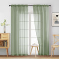 Sage Green Sheer Curtains 90 Inches Long 2 Panels, Light Filtering Solid Sheer by Home