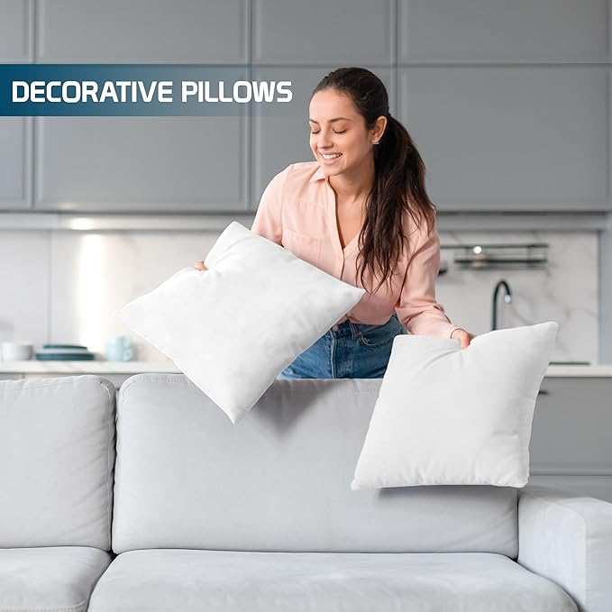 Utopia Bedding Throw Pillows (Set of 6, White), 18 x 18 Inches Pillows for Sofa, Bed and Couch Decorative Stuffer Pillow