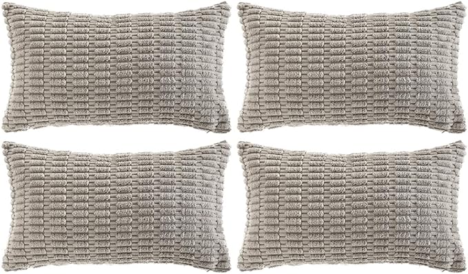 Fancy Homi 4 Packs Grey Decorative Throw Pillow Covers 12x24 Inch by Fancy+Homi