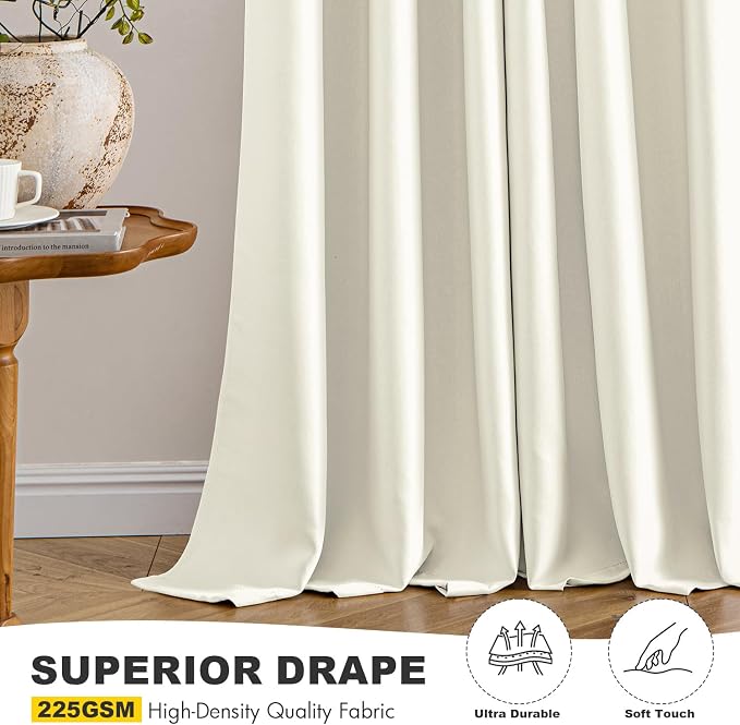 MIULEE Cream Blackout Curtains for Bedroom Living Room 84 Inches Long 2 Panels - Image 5