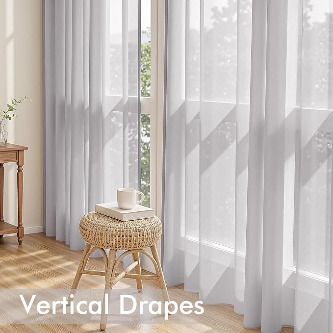 MIULEE Greyish Lilac Sheer Curtains 84 Inches Long, 4 Panels Set, Rod Pocket - Image 5