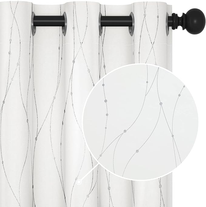 Deconovo White Curtains 95 Inches Long, Room Darkening Curtain, Thermal by Deconovo