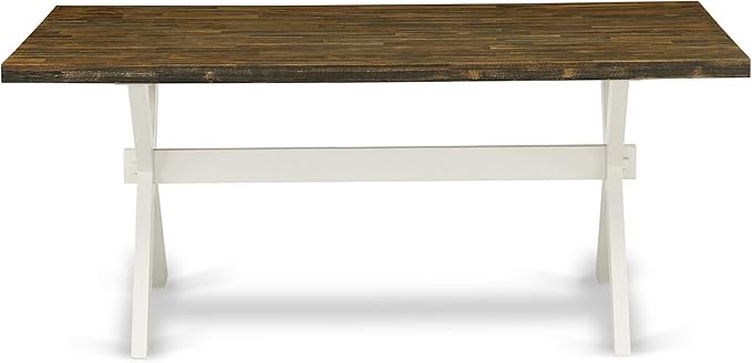 East West Furniture X077CE215-5 5 Piece Dining Table Set for 4 Includes a Rectangle Kitchen Table with X-Legs and 4 Baby Blue Linen Fabric Parson Dining Chairs, 40x72 Inch, Multi-Color
