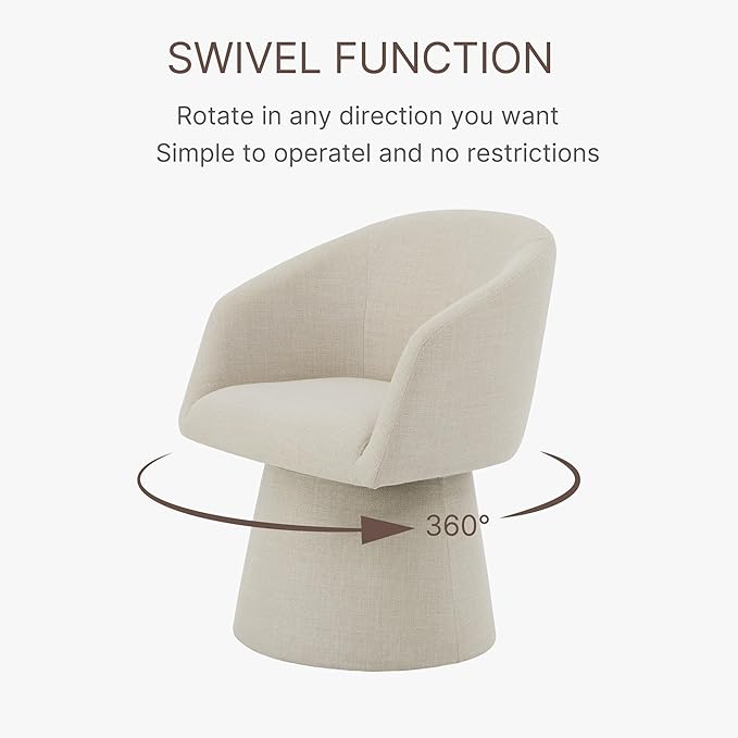 Swivel Dining Chairs Modern Accent Armchair Side Deskchair for Diningroom Vanity Bedroom Livingroom Reading Room,Linen,1 Box