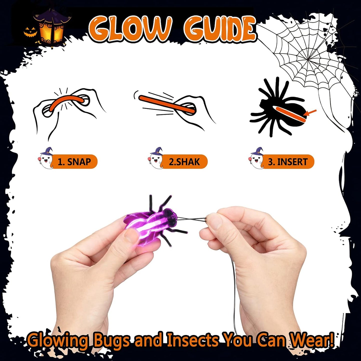 82 Pcs Glow Critters For Halloween Party Favor, Include Glow Bugs and Mini Glow Sticks, Glow in the Dark Party Toys Set for Kids, Trick or Treating Goodie Supplies, School Classroom Game Prizes
