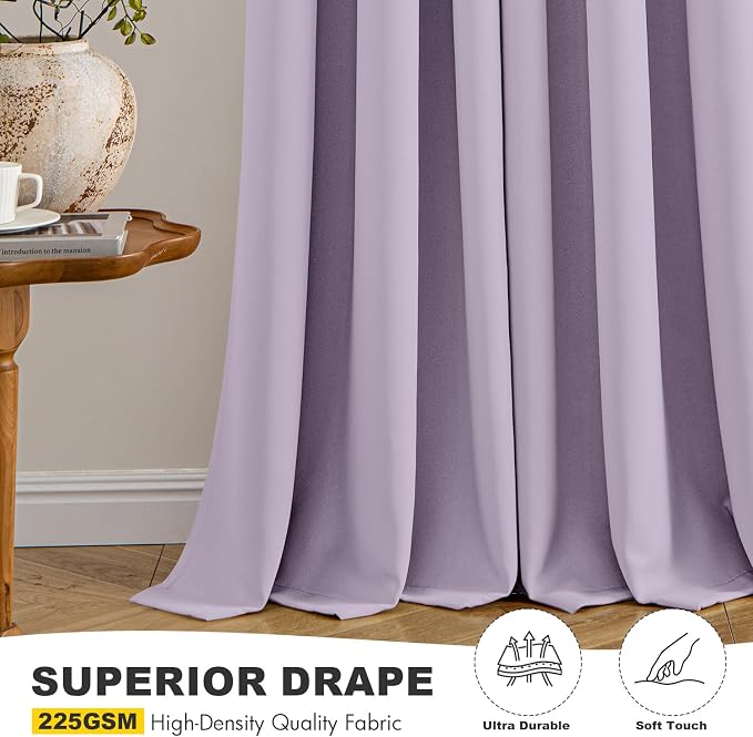 MIULEE Lilac Blackout Curtains for Bedroom Living Room 72 Inches Long 2 Panels - Image 5