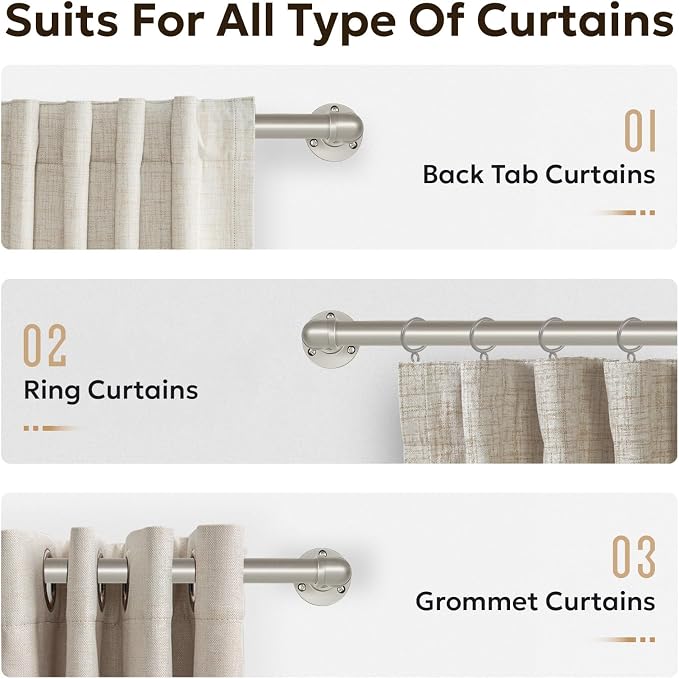 Zeerobee Curtain Rods for Windows 72 to 144, 1 Inch Industrial Wrap Around - Image 8