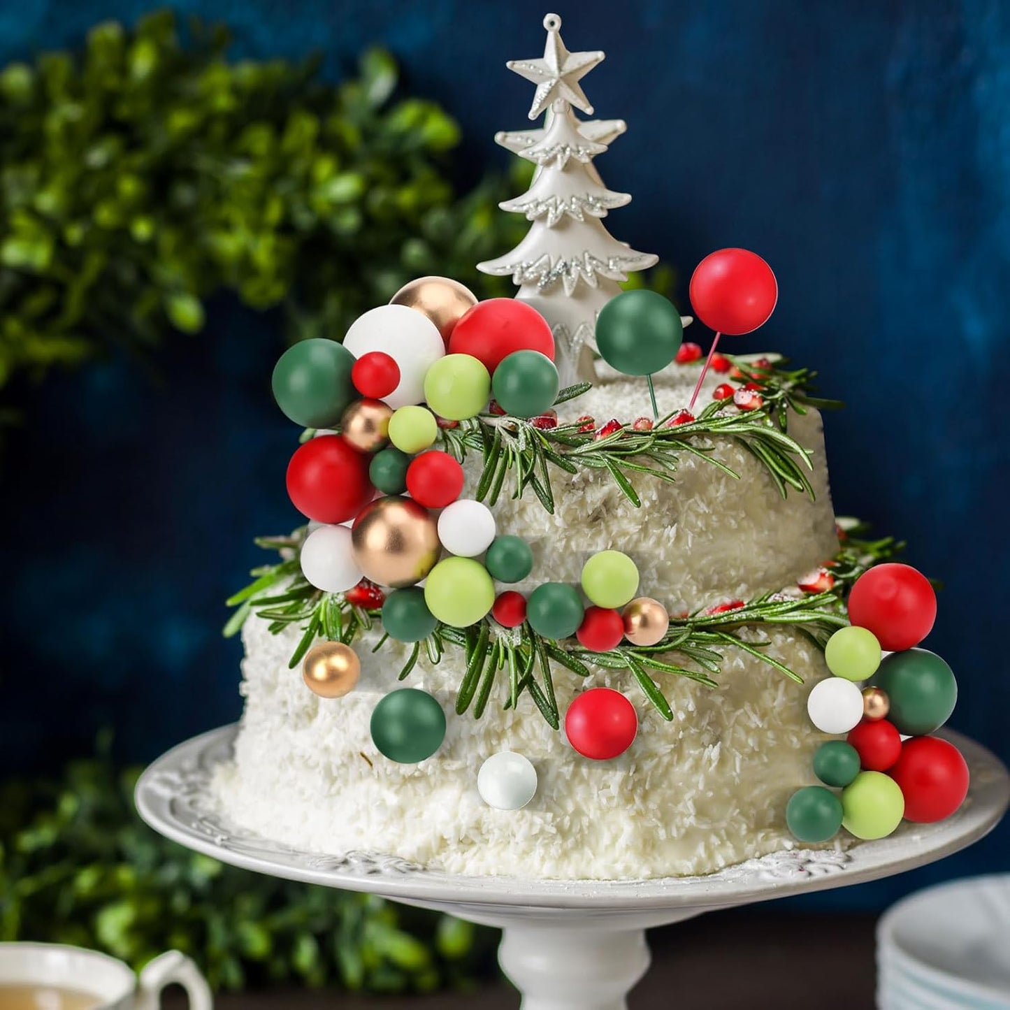 108 Pcs Balls Cake Topper DIY Cupcake Insert Foam Balloons for Cake Baking Wedding Anniversary Birthday Decoration(Various Green, Red, Gold, White,Multi Sizes)