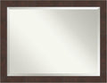 Amanti Art Brown Bathroom Mirror for Over Sink, 35x45 Wildwood Brown Rectangle Vanity Mirror, X-Large Rustic Farmhouse Frame, Hangs Horizonally and Vertically, Bathroom Wall Decor, Beveled Edge