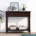 Merax Modern Wood Narrow Console Table for Entryway Hallway Front Door SideTable with Drawers and Bottom Shelf Espresso