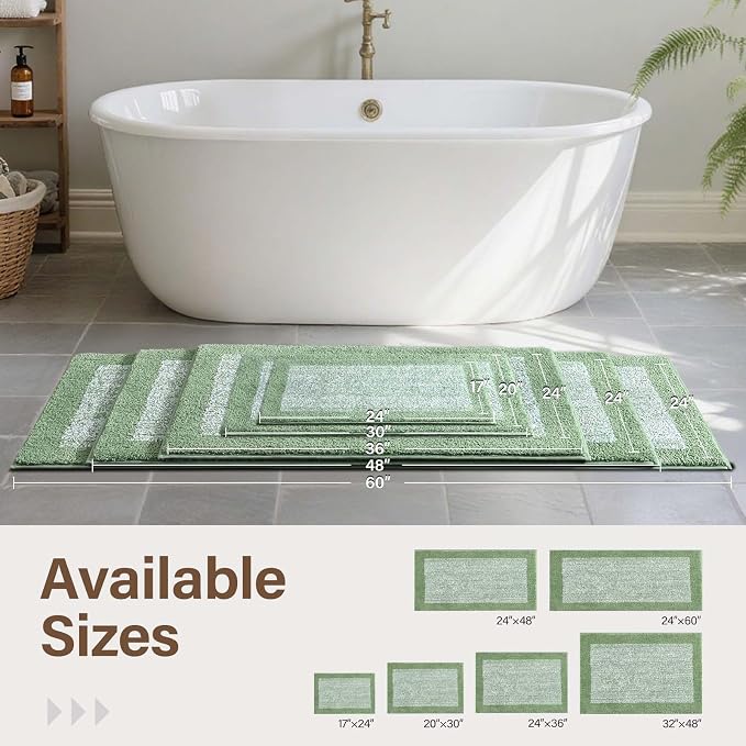 60x24 Long Bathroom Rugs Washable Non Slip, Soft Absorbent Quick Dry Mats - Image 6