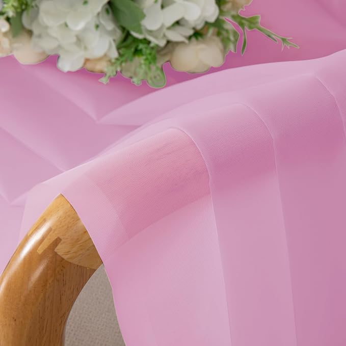 Chyhomenyc Pink Sheer Curtains 30 inch Length 2 Panels, Light Filtering Voile - Image 8